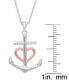 Фото #2 товара Macy's diamond Accent Heart Anchor Pendant 18" Necklace in Silver Plate