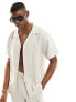 South Beach short sleeve linen blend beach shirt in sand