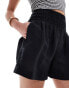 & Other Stories floaty shorts with ruched basque in black