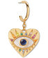 ფოტო #1 პროდუქტის Gold-Tone Multicolor Cubic Zirconia Evil Eye Heart Charm Huggie Hoop Earrings