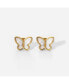 Gold Butterfly Stud Earrings Featuring Mother of Pearl Inlay