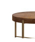 33.86"Modern Retro Splicing Round Coffee Table, Fir Wood Table Top With Gold Cross Legs Base
