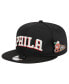 Фото #1 товара Men's Black Philadelphia 76ers Post-Up Pin Mesh 9FIFTY Snapback Hat