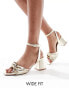 ASOS DESIGN Wide Fit Hansel knotted mid heeled sandals in gold