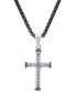 Фото #2 товара Men's Two-Tone Stainless Steel Simulated Black Diamond Cross 24" Pendant Necklace