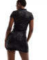 Фото #4 товара ASOS DESIGN mini skirt with split in black sequin co-ord