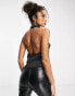 Фото #4 товара ASOS DESIGN cowl neck in hotfix and open back top in black