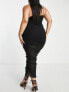 Фото #2 товара ASOS DESIGN Curve ruched midi dress with gold chain straps in black