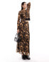 Фото #1 товара Vero Moda abstract mesh maxi skirt co-ord in brown