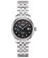 ფოტო #1 პროდუქტის Women's Swiss Automatic Le Locle Diamond-Accent Stainless Steel Bracelet Watch 29mm