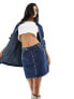 Фото #1 товара In The Style contrast stitch denim mini skirt co-ord in dark blue