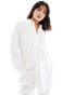 Stradivarius oversized linen look shirt in white