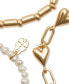 Gold-Tone 3-Pc. Set Heart Charm Mixed Bead Stretch Bracelets