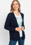 Фото #1 товара Women's Linen Blend Long Sleeve Ribbed Open Front Cardigan