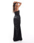 Фото #3 товара ASOS DESIGN lace & satin ruched faux-ord maxi in black