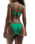 Фото #2 товара Lindex Brianna ruched detail shiny low brazilian bikini bottom in green