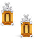 ფოტო #3 პროდუქტის Citrine (3-1/5 ct. t.w.) and Diamond (1/5 ct. t.w.) Stud Earrings in 14K White Gold