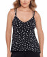 Фото #1 товара Women's Polka-Dot High-Low Tankini Top, Created for Macy's