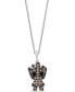 ფოტო #1 პროდუქტის Onyx & Champagne Diamond (1/5 ct. t.w.) Groot 18" Pendant Necklace in Sterling Silver
