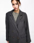 Object formal twill double breasted longline coat in dark grey