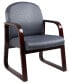 Mahogany Wood Mid-Back Guest Chair W/ Sled Base