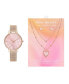 Women's Analog, Three-Hand Quartz Shiny Rose Gold-Tone Metal Bracelet Watch 34mm Gift Set