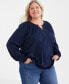 Фото #1 товара Plus Size Smocked-Trim Top, Created for Macy's