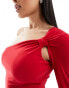 Фото #3 товара ASOS DESIGN one shoulder ruched mini dress in red