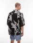 Фото #4 товара Topman short sleeve relaxed sheer abstract revere shirt in multi