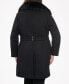 Фото #2 товара Women's Plus Size Belted Faux-Fur-Collar Coat