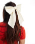 DesignB London oversized plisse hair bow in cream