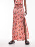 Topshop Tall co-ord cherry blossom split maxi skirt in pink