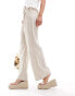 Hollister linen blend wide leg trouser in beige