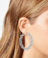 ფოტო #2 პროდუქტის Silver-Tone Medium Alternating G Link Hoop Earrings, 1.87"