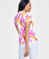 Фото #2 товара Women's Collared Twist-Front Top, Created for Macy's