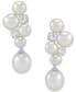 ფოტო #1 პროდუქტის Freshwater Pearl (5-1/2-9-1/2mm) & Cubic Zirconia Cluster Drop Earrings in Sterling Silver