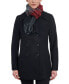 ფოტო #1 პროდუქტის Women's Double-Breasted Wool Blend Peacoat & Plaid Scarf