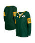Фото #1 товара Women's Green Green Bay Packers Lace-Up Notch Neck Long Sleeve T-shirt