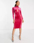 Фото #3 товара SIMMI Petite – Midi-Bodycon-Kleid in Rosa mit Bahnen aus Samt und Mesh