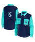 Women's Deep Sea Blue, Light Blue Seattle Kraken Colorblock Button-Up Shirt Jacket