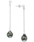 ფოტო #1 პროდუქტის EFFY® Cultured Tahitian Pearl (9mm) Chain Drop Earrings in Sterling Silver
