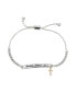 Cubic Zirconia Faith Hope Love Cross Bolo Bracelet in Sterling Silver-Plate & Gold-Tone-Plate