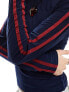 COLLUSION long sleeve slash neck stripe top in navy