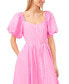 ფოტო #3 პროდუქტის Women's V-Neck Short Puff-Sleeve Button Front Midi Dress