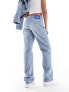 Фото #2 товара HUGO BLUE burnout wide leg jeans in mid blue
