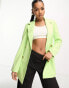 Фото #1 товара Miss Selfridge longline fitted waist blazer in lime green