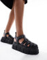 Buffalo Ava Fisher flat sandals in black Черный, 41 - фото #2