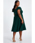 Фото #2 товара Plus Size Scuba Bardot Ruffle Skater Midi Dress