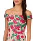 Фото #3 товара Women's Cascading Florals Off-The-Shoulder Dress