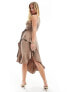 Фото #7 товара Style Cheat halterneck cami midi dress with tie waist in taupe